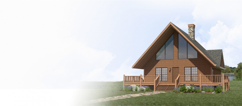 Rendering of an a-frame cottage